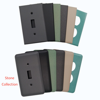 stone colored switch plates fanned out on white background
