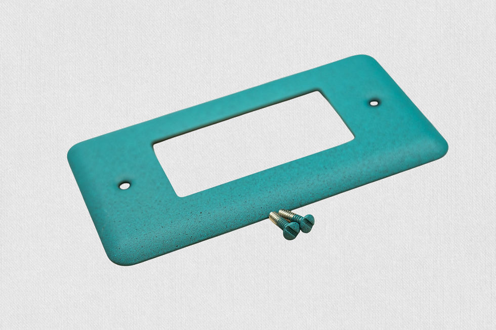 Thumbnail: Patina green round corner rocker switch plate on light background