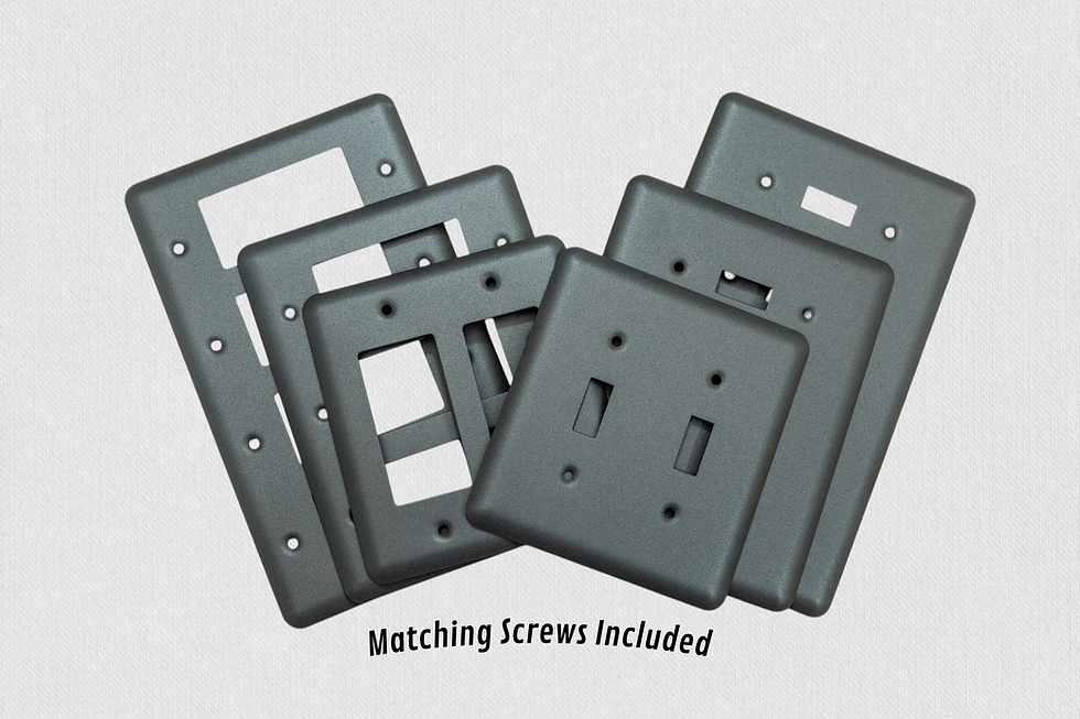 river stone grey switch plates on white background