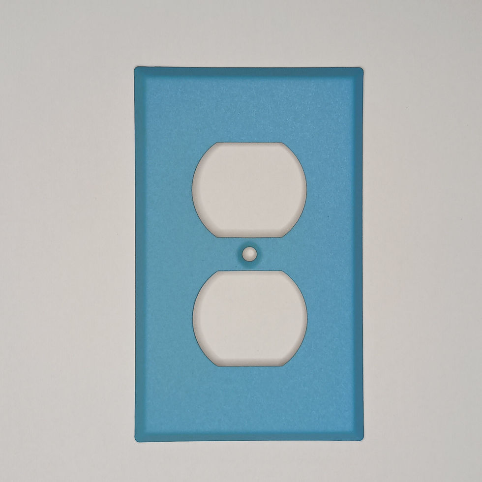 Thumbnail: Sky blue duplex switch plate on white background
