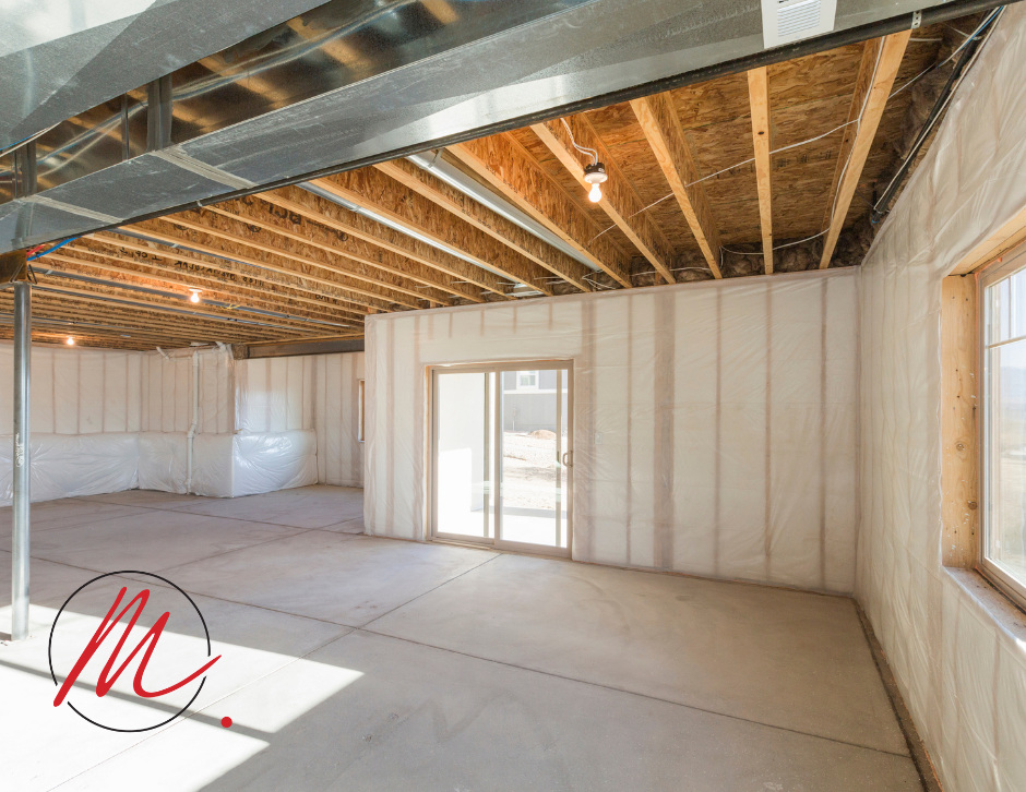Unfinished basement. Schedule your basement renovation in Red Deer with Marin Construction.