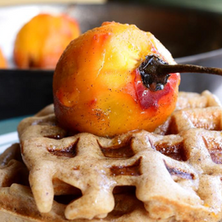 Orange Cinnamon Waffles with Poached Tamarillos