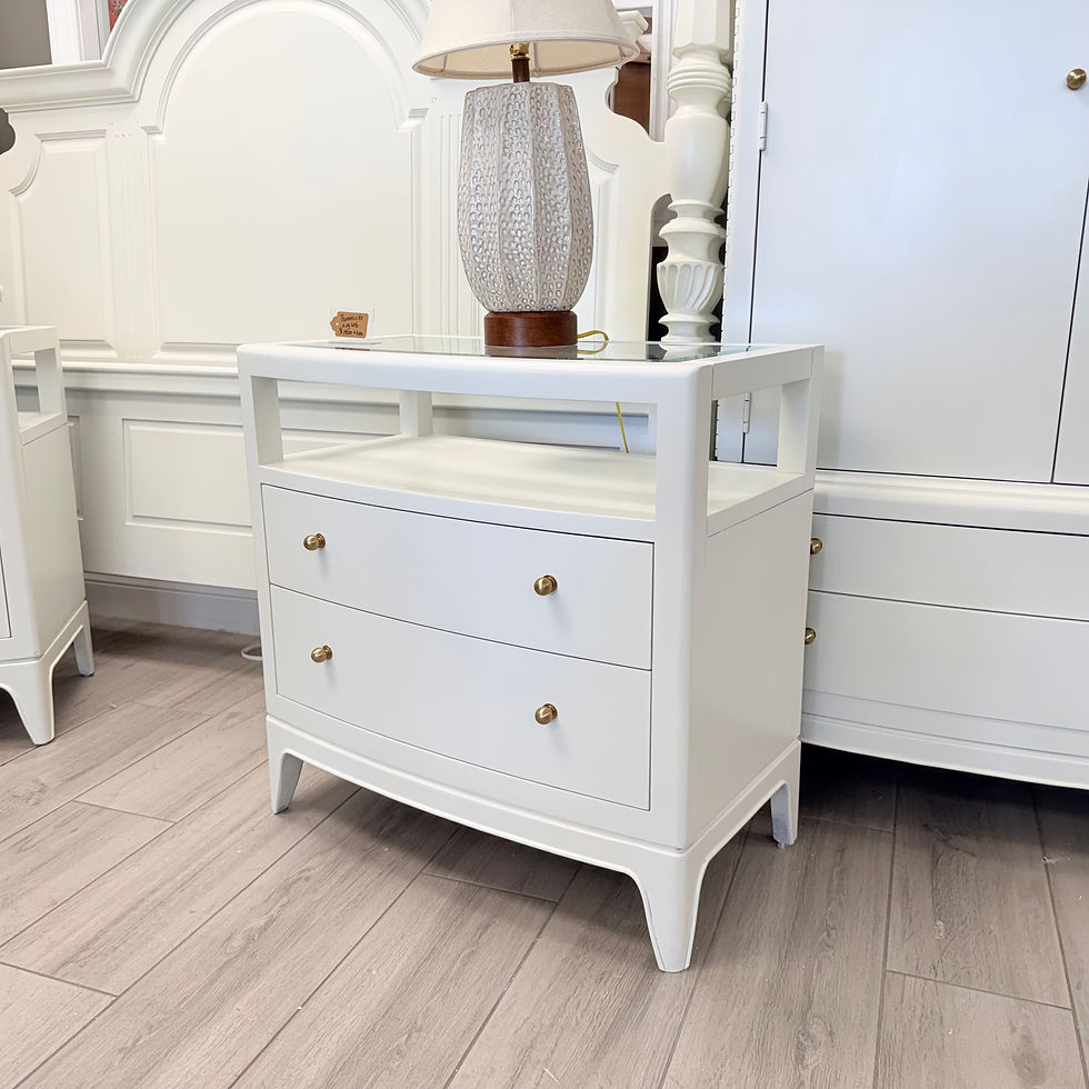 Thumbnail: Thomasville Nightstands Set w/ Beveled Glass Tops - Greek Villa 