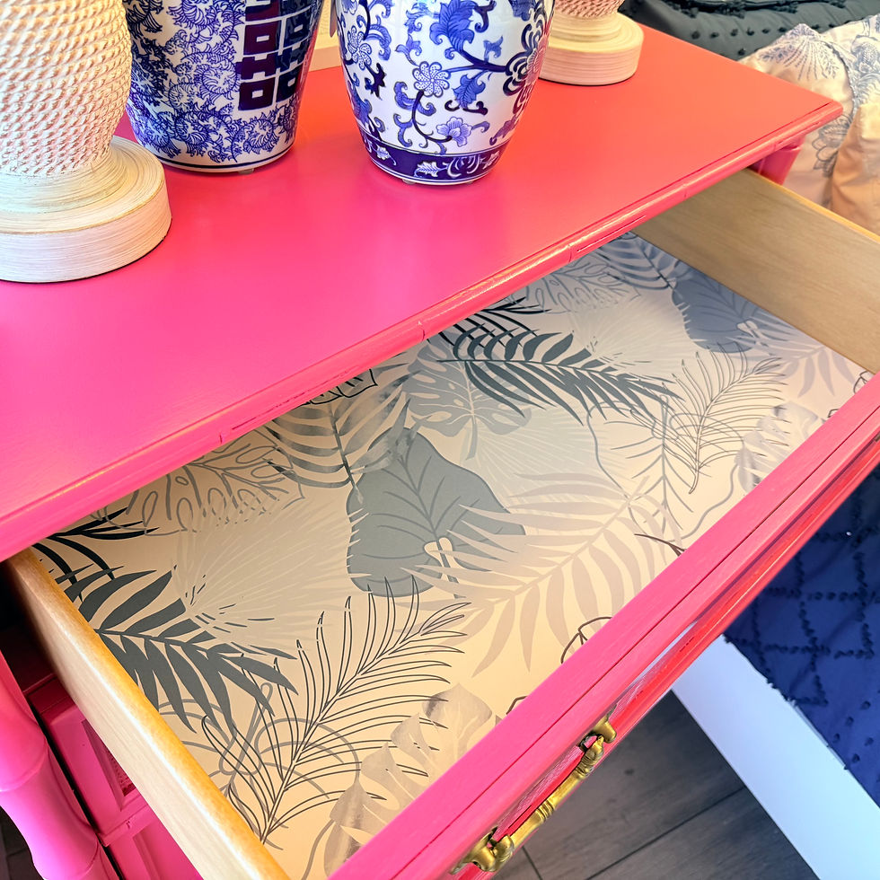 Thumbnail: Tall Dresser Broyhill Faux Bamboo Regency Painted Gloss Pink Delivery