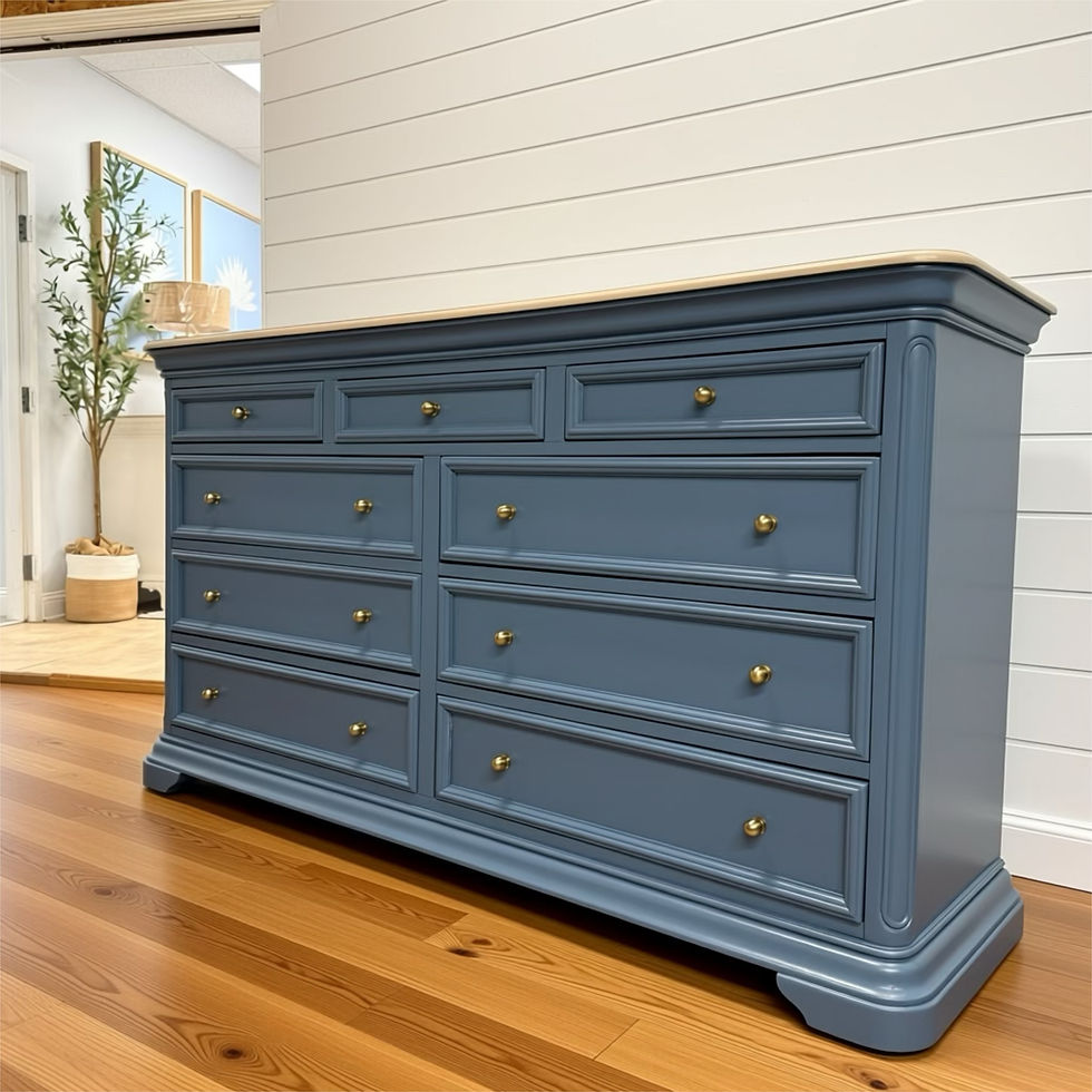 Thumbnail: King Bedroom 4 Pc Set - Vintage Denim w/ Champagne Bronze