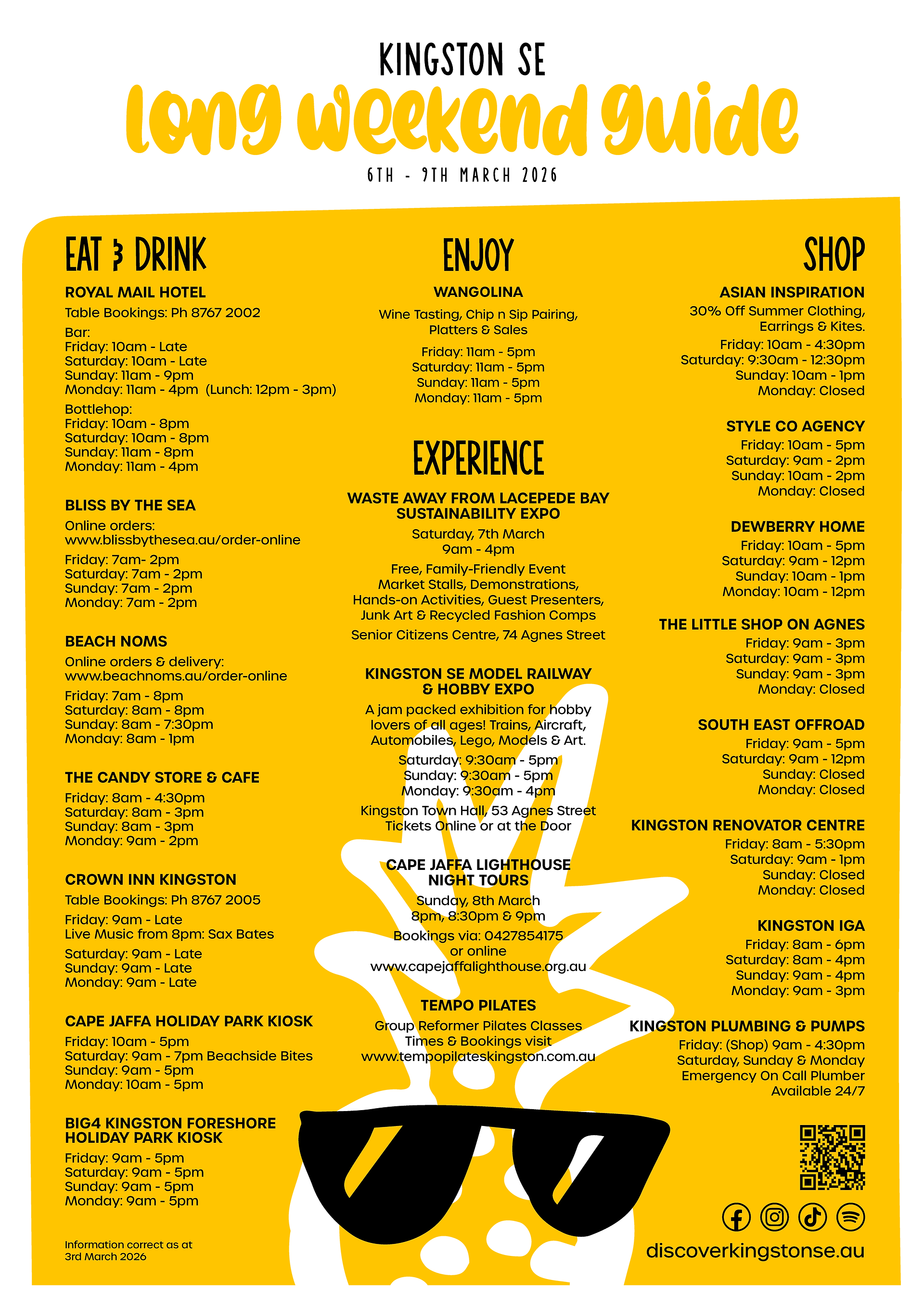 March Long Weekend Guide to Kingston SE