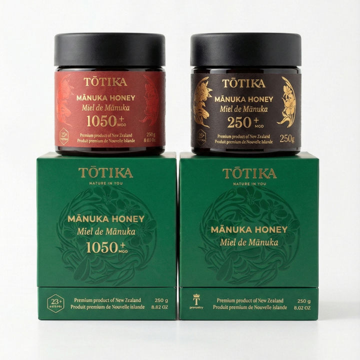 Totika MGO 250 and MGO 1050 Manuka Honey jar 250g New Zealand