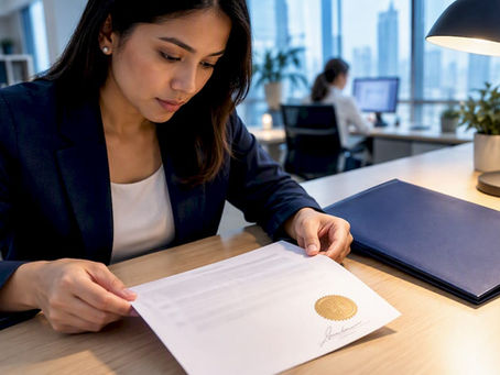Licensed translator reviewing certified document