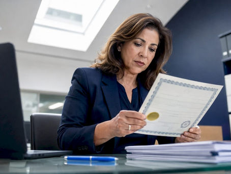 Civil registrar examining official apostille document
