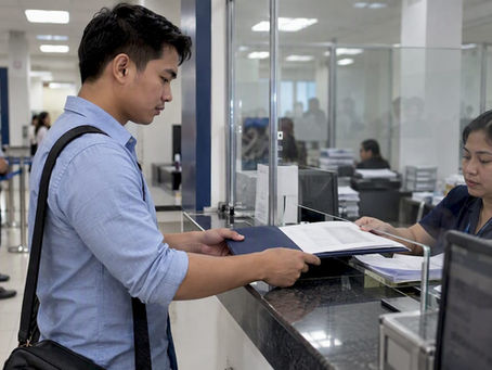 Applicant submitting documents at DFA counter