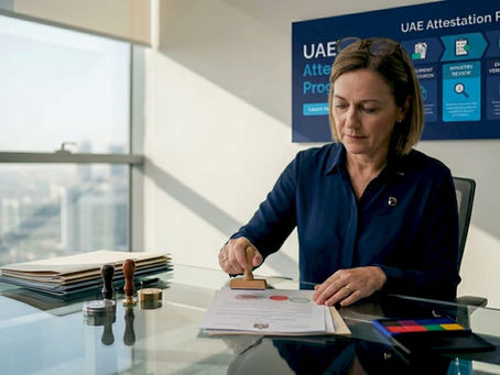 Government official reviewing UAE attestation documents