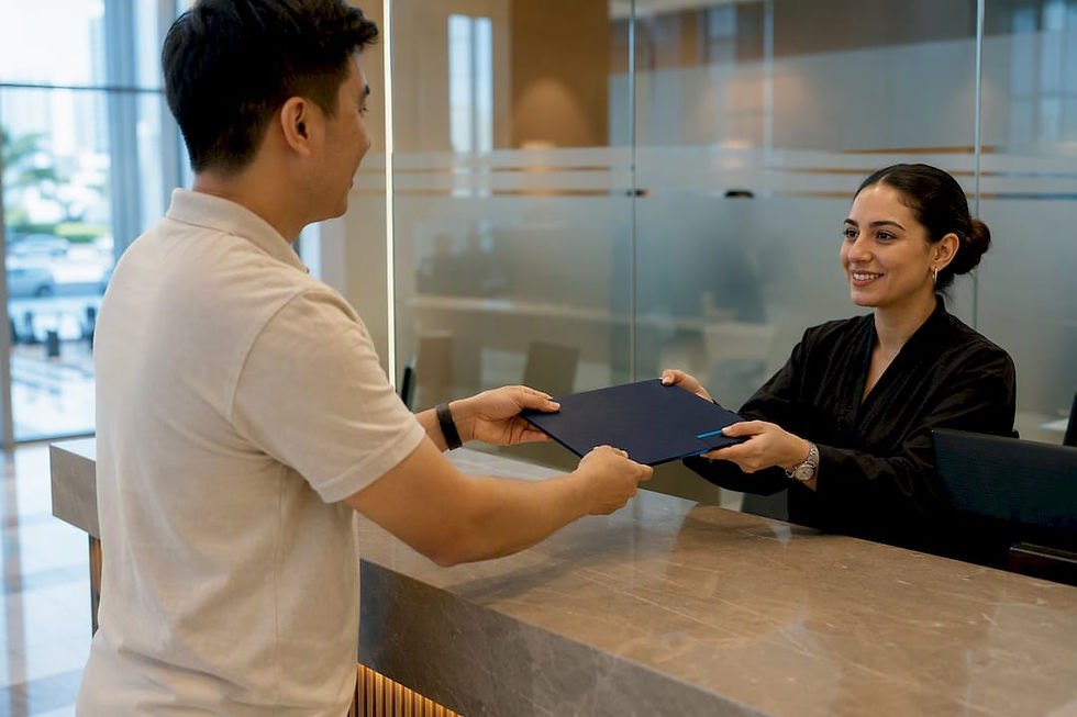 Aunt presents travel consent letter at airport