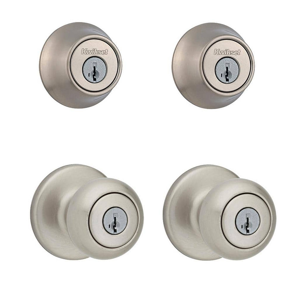 Kwikset Cove Satin Nickel Keyed Entry Door Knob and Single Cylinder Deadbolt Pr