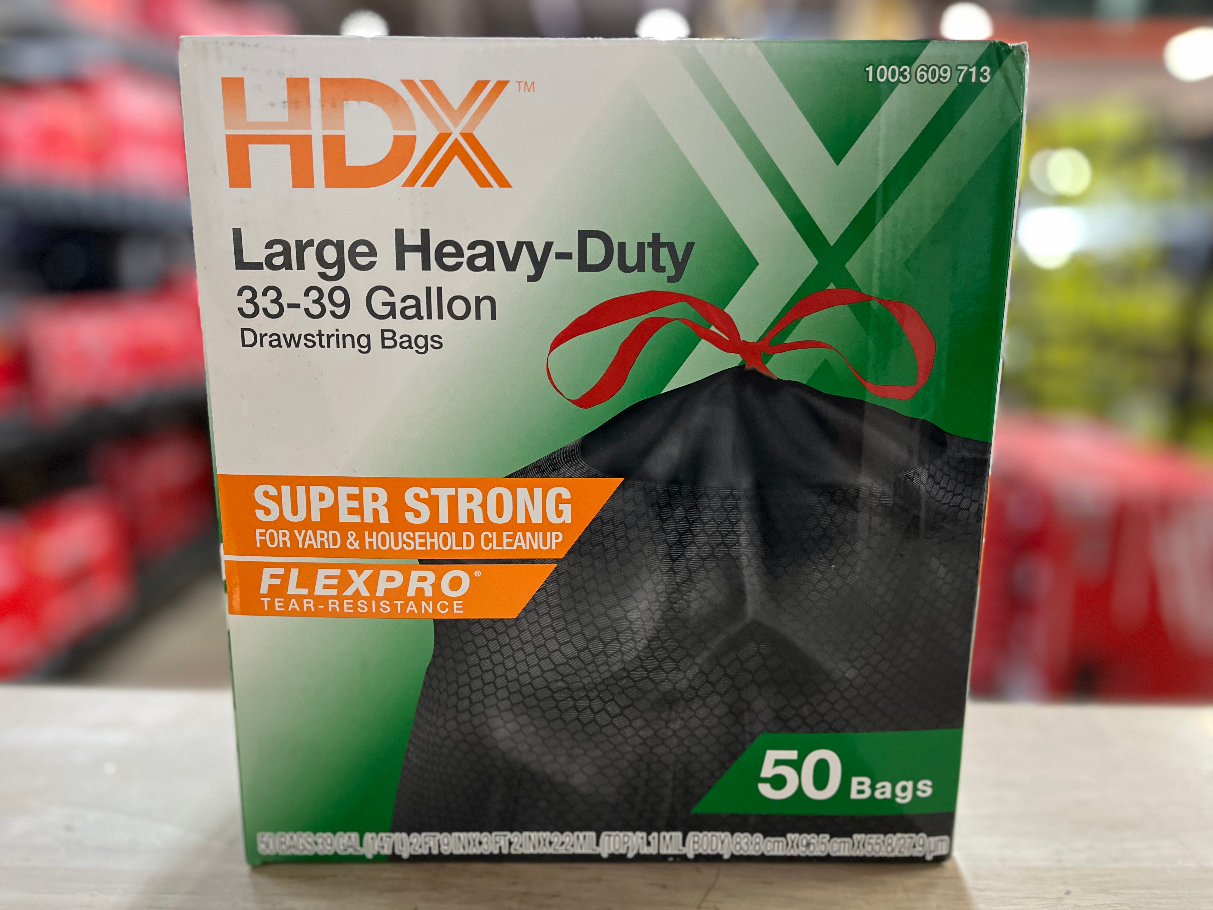 HDX 33-39 Gallon Black Heavy Duty Drawstring Outdoor Trash Bags (50-Count)