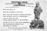 Western Union. Anglo-American direct United States cablegram ... Jan 14, 1921. Near East Relief, N. Y. Situation in Armenia appalling-- More than two hundred thousand refugees dying...