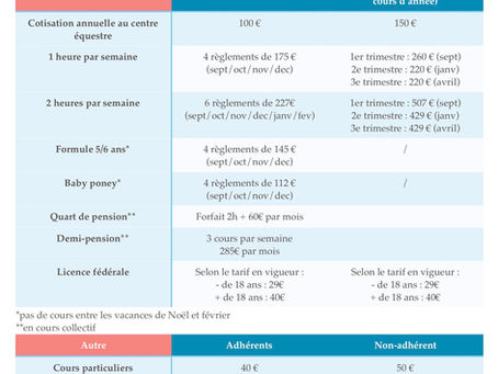 Inscriptions et planning 2026/2027