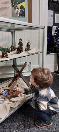 Sebastian, almost 2 yrs, was fascinated by the donkeys cleverly knitted by Olwen Brown..jpg