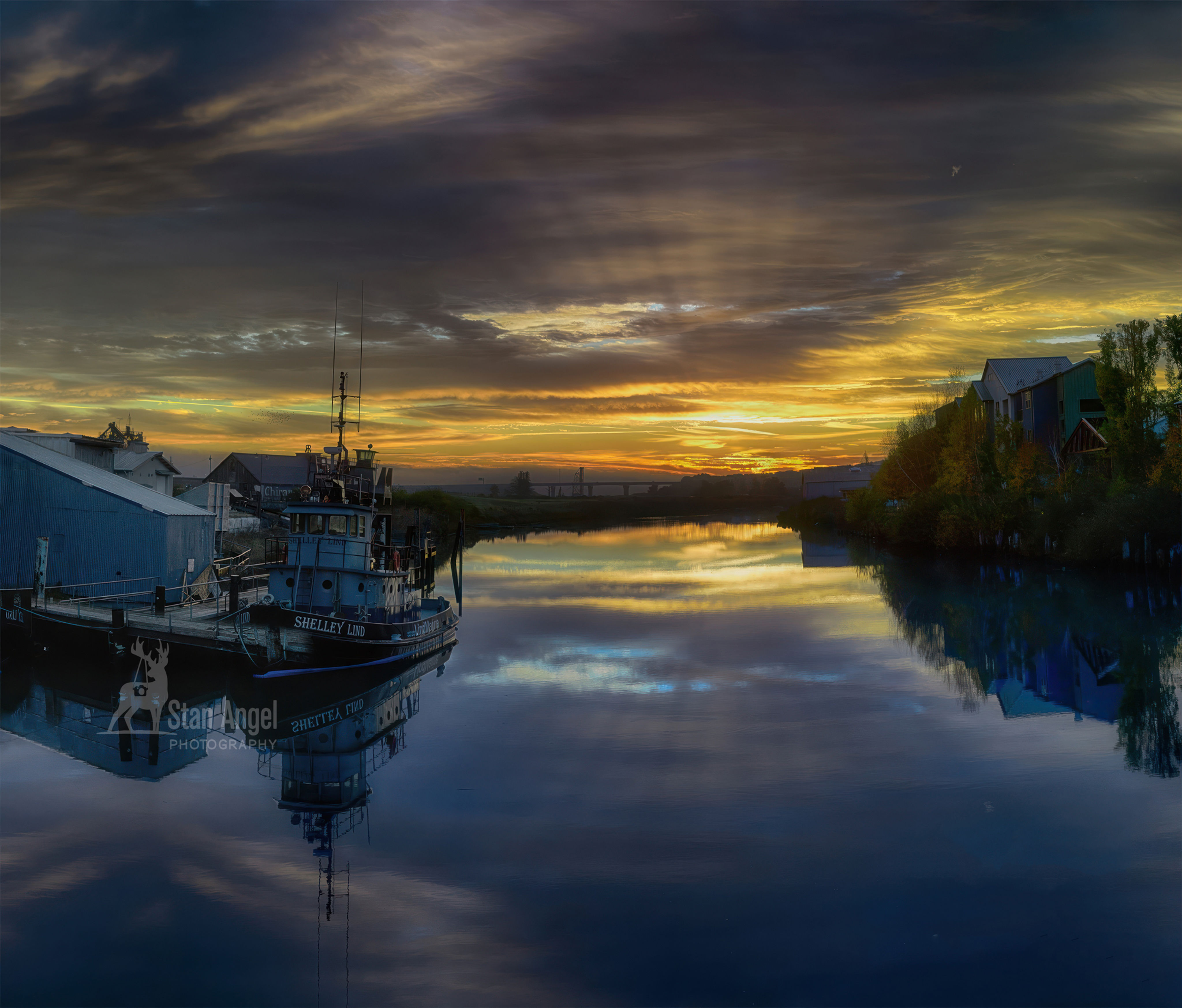 Shelley Lind Tugboat Sunrise Petaluma River water
