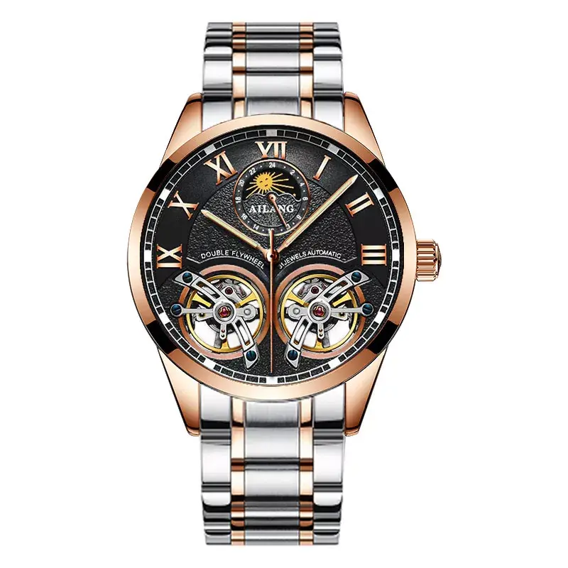 Thumbnail: Luxury Double Flywheel Automatic Mechanical Watch for Men