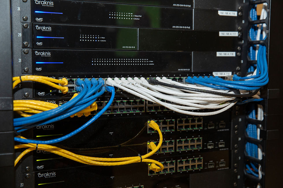 blue and yellow network wires