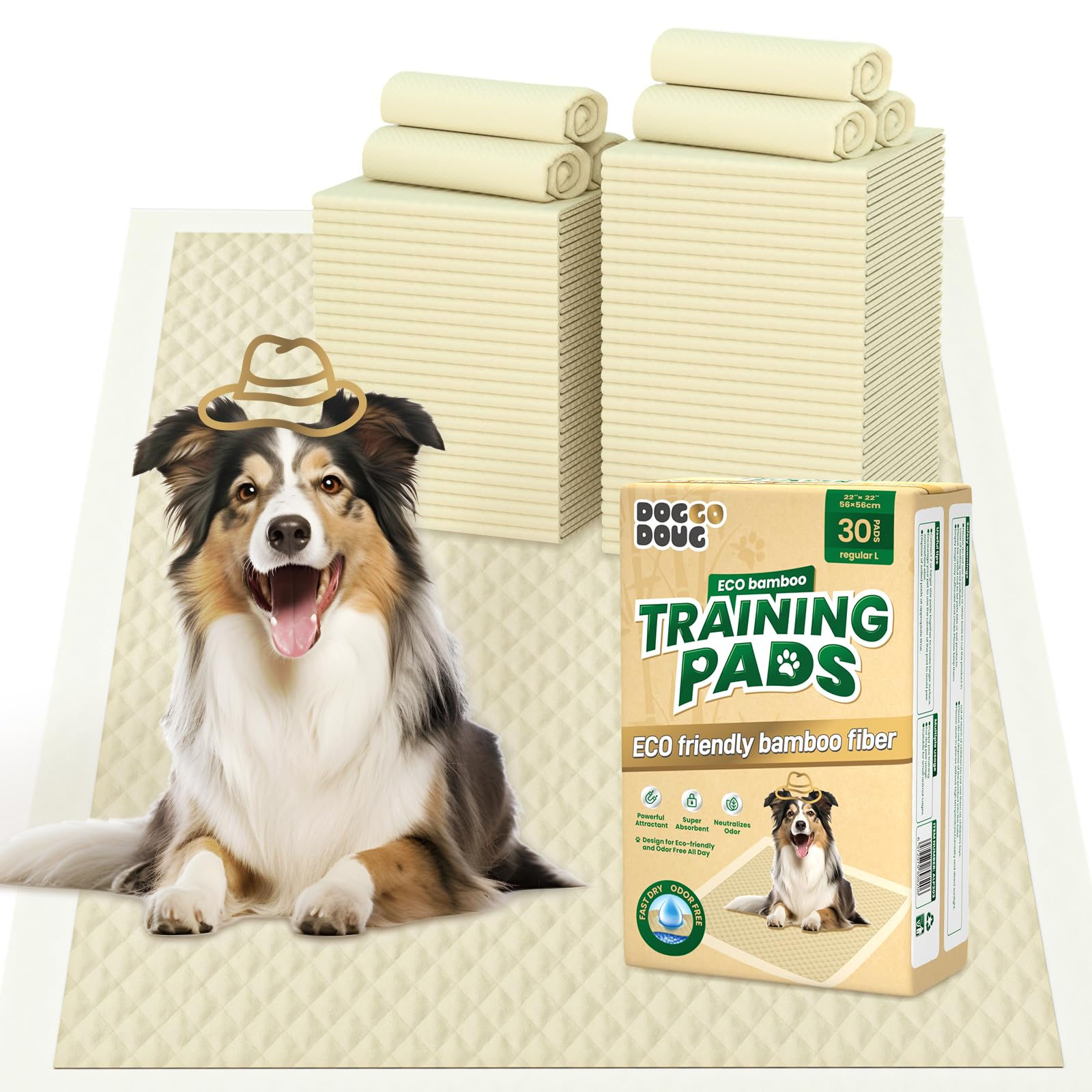 Puppy Pads 30 Count Small 22x22in Bamboo Training Pads Deodorizing Leakproof Qui