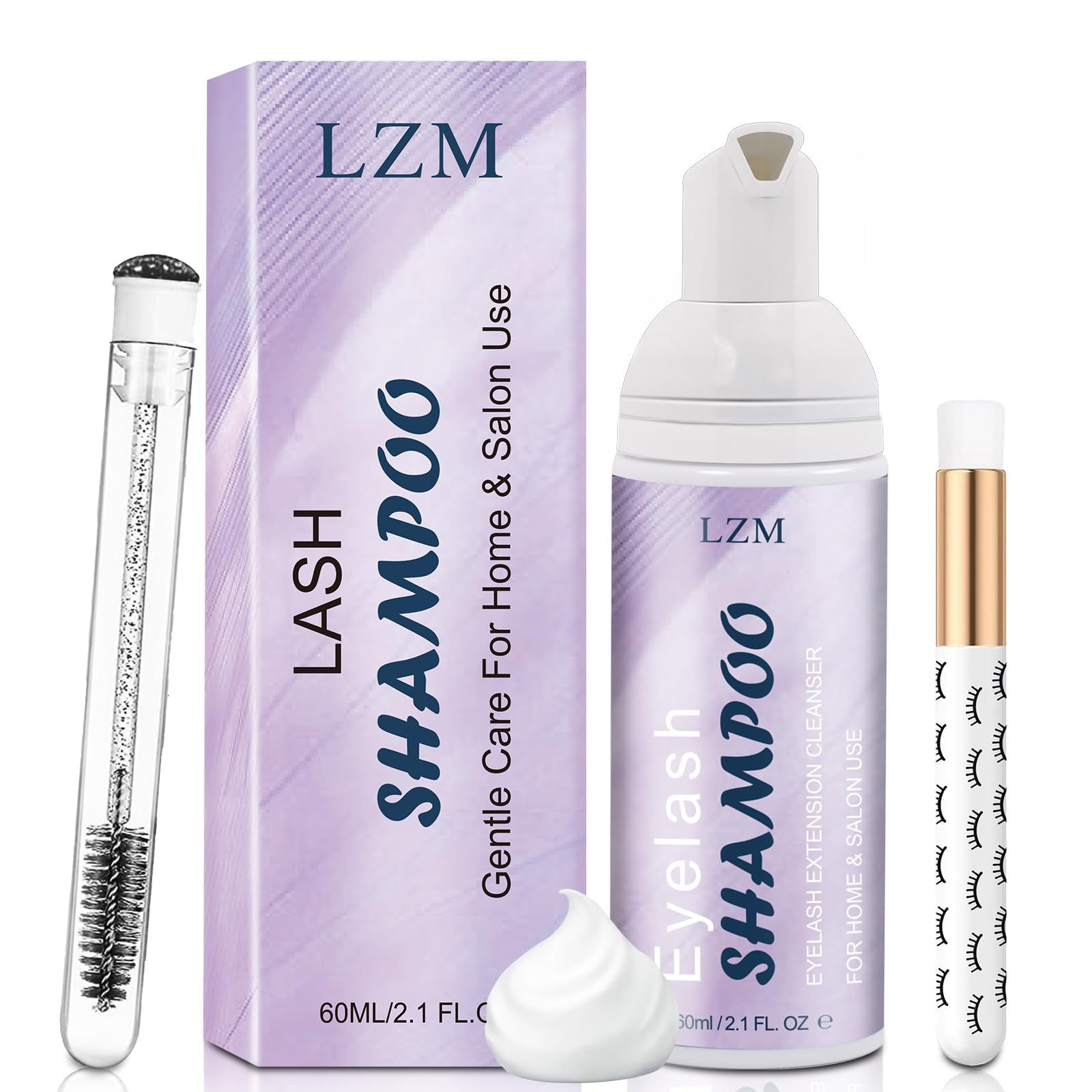 LZM Lash Shampoo Lash Cleaner - Lash Wash Cleaning kit for Cluster Lash/Eyelash