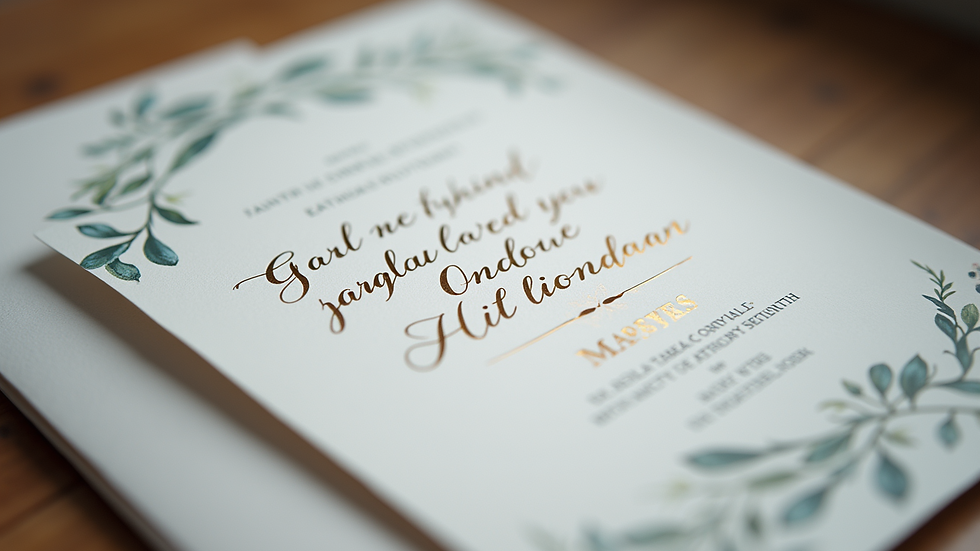 Close-up view of a wedding invitation suite with elegant calligraphy