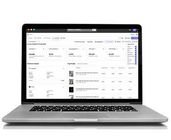 laptop showing social media analytics.
