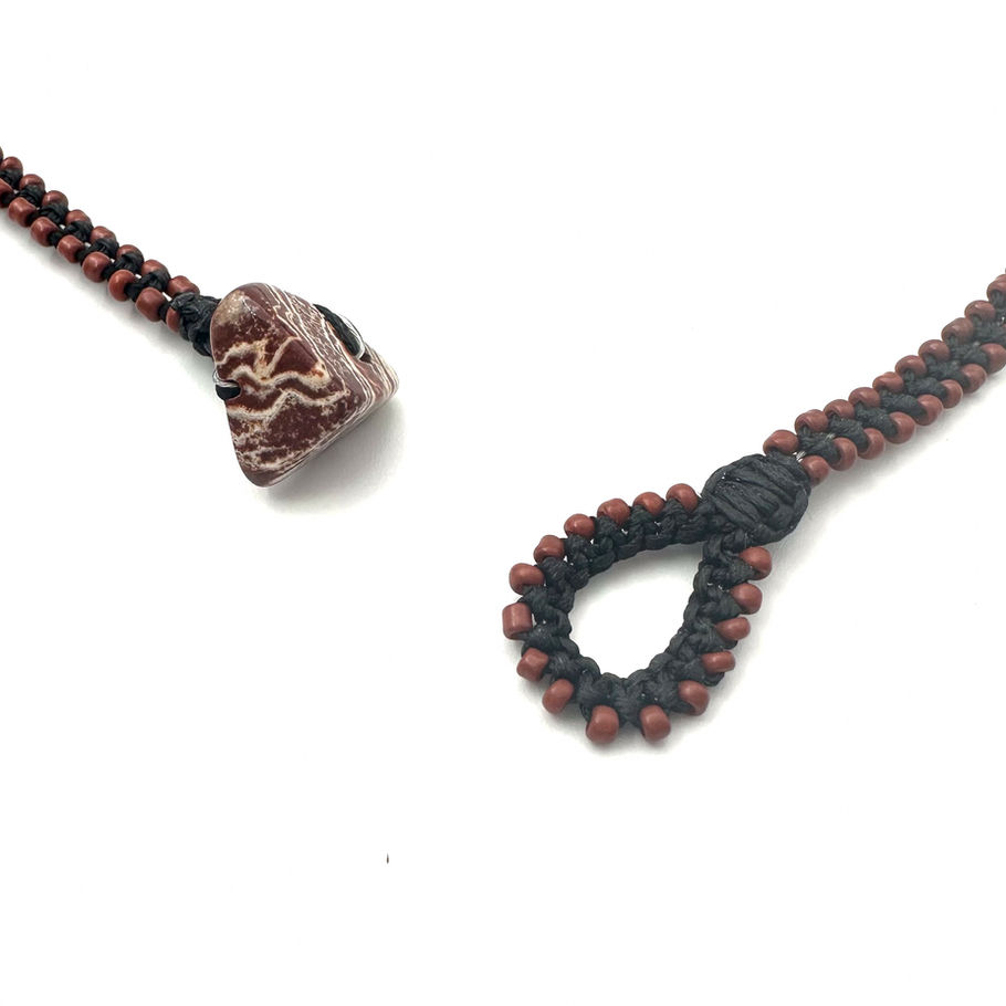 Earthy gemstone bead details on Rare Agate necklace