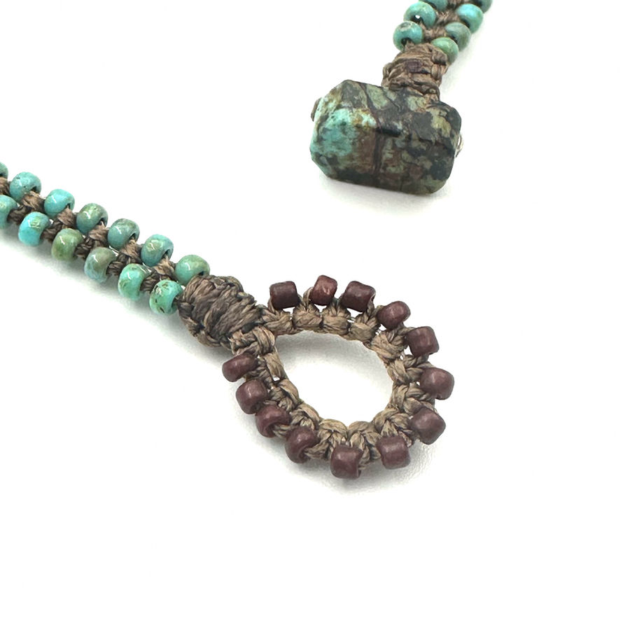 Hand-knotted micro-macramé detail
