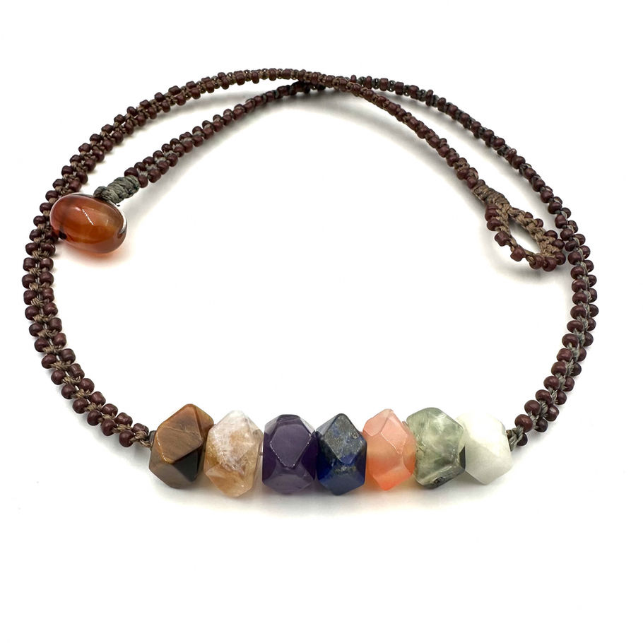 7 Chakra gemstone necklace with natural healing crystals