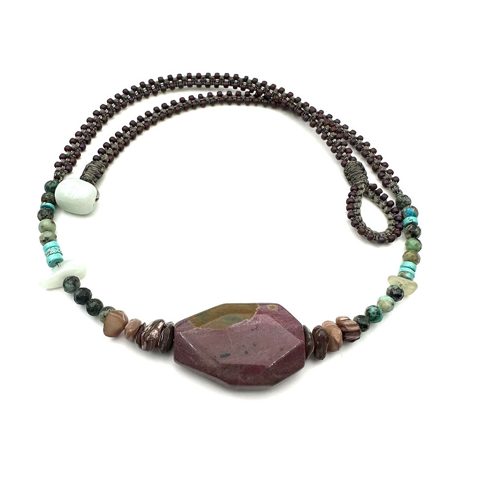 Ocean Jasper necklace with faceted natural Ocean Jasper gemstone