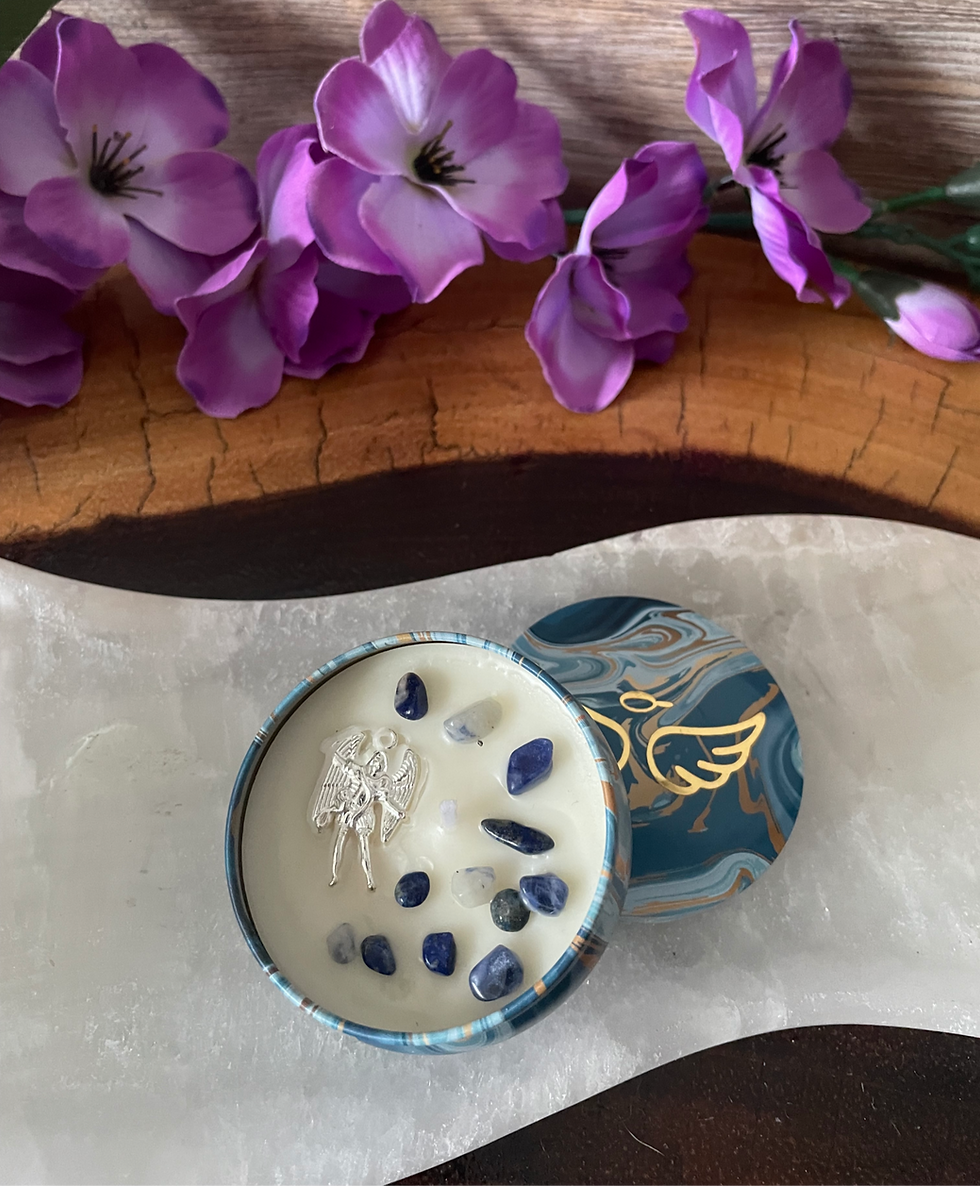 Miniatura: Kit 4 Velas ritualizadas de cera de soja con cuarzos y dije de angel