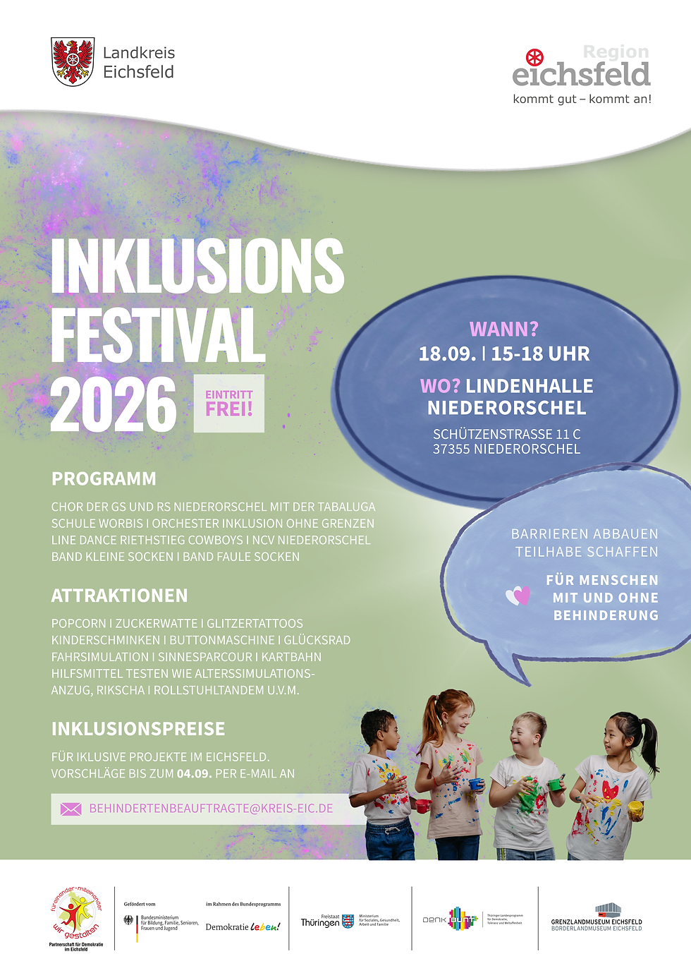 Der Landkreis Eichsfeld lädt auch in diesem Jahr wieder zum Inklusionsfestival ein.