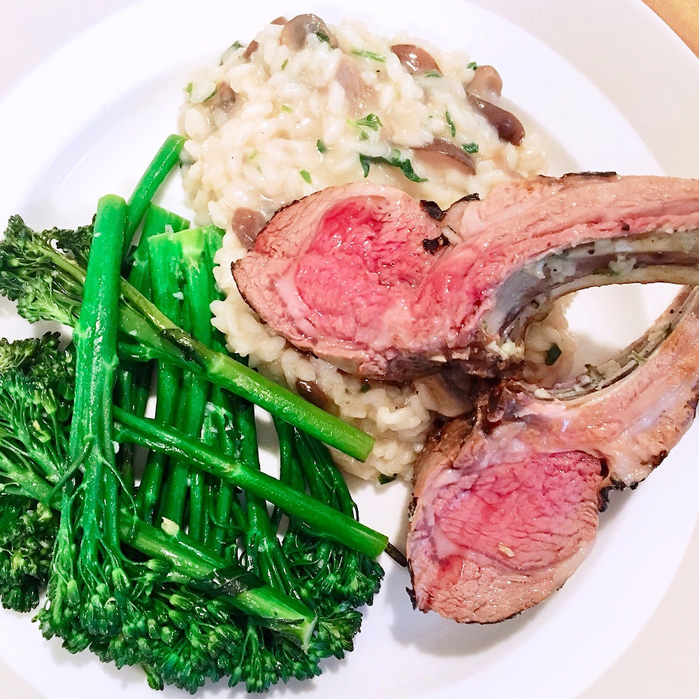 Rack of Lamb with Mushroom Risotto