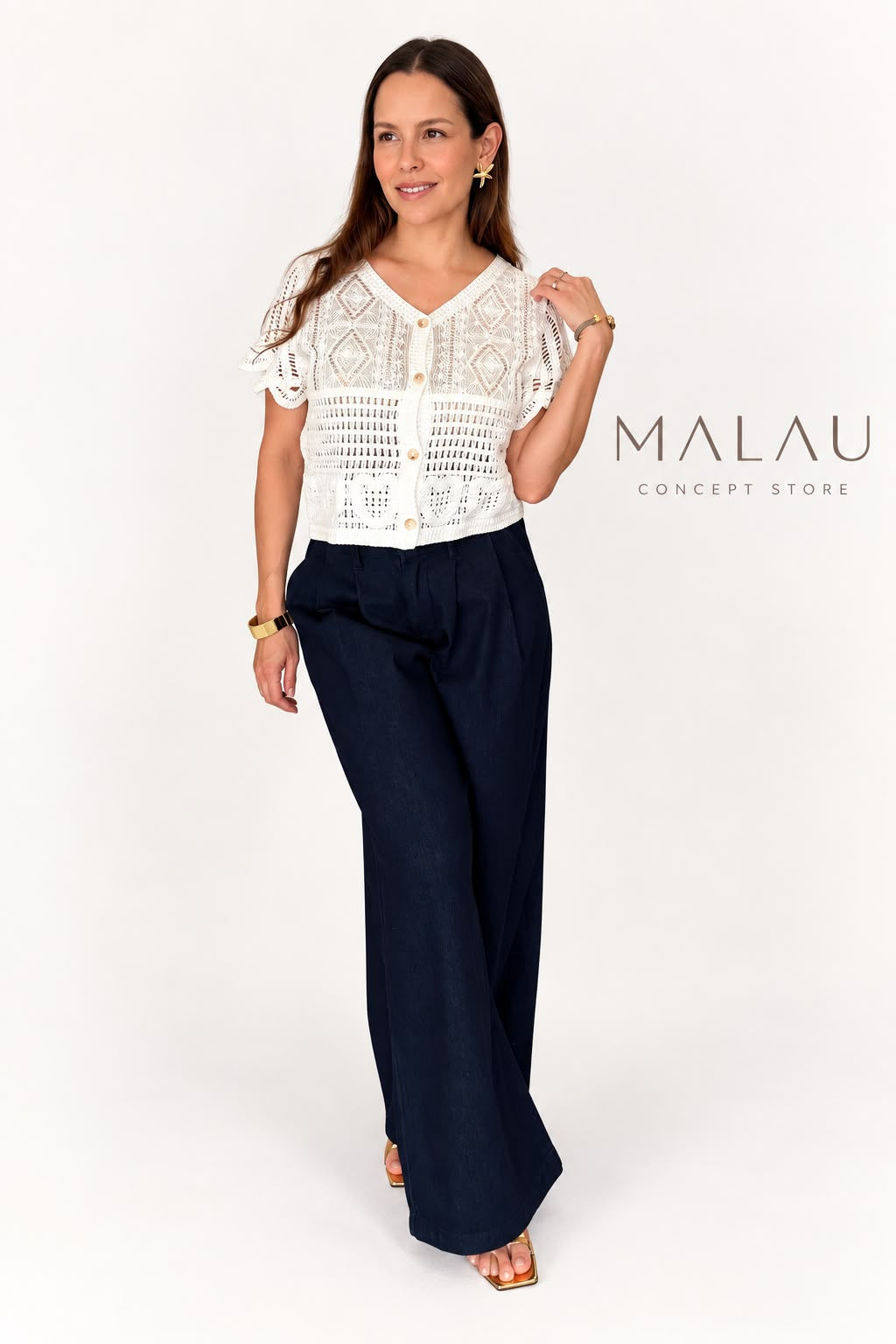 BLUSA CROCHET MANGA CORTA BLANCO 