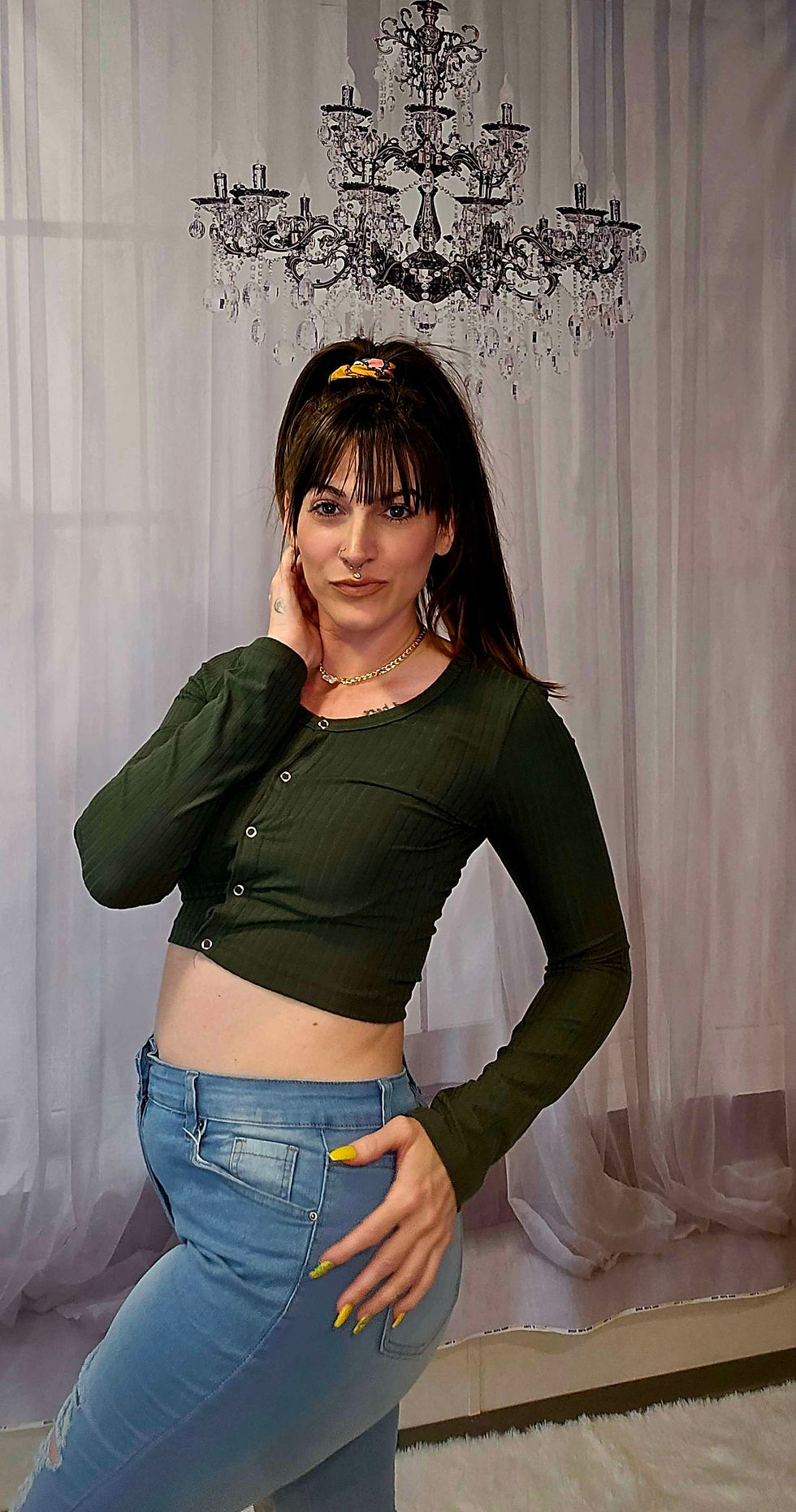 Thumbnail: Button Up Ribbed Crop Top