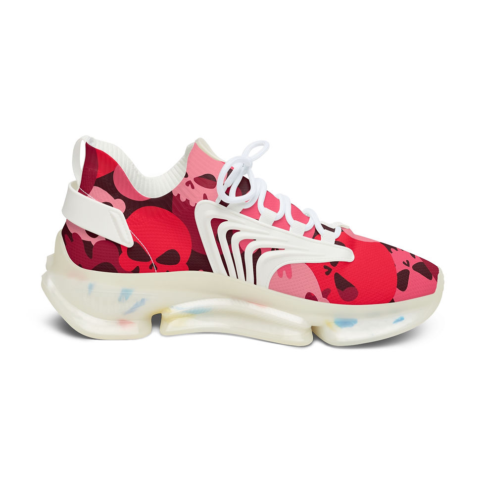 Thumbnail: Women's Mesh Sneakers - Cammo Skulls Pinks