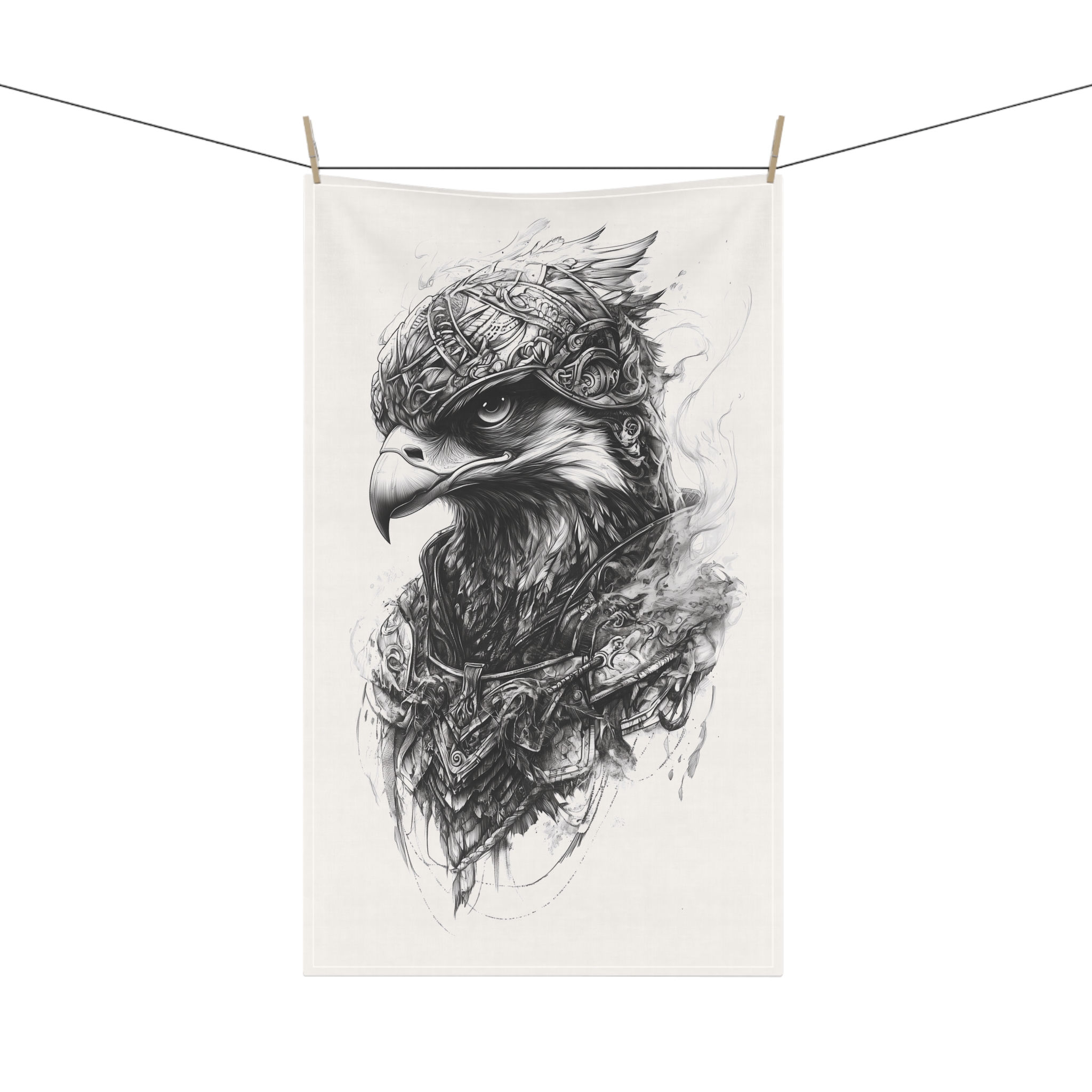 Tattoo Art - Black Ink Work -  Phoenix 3 - Tea Towel