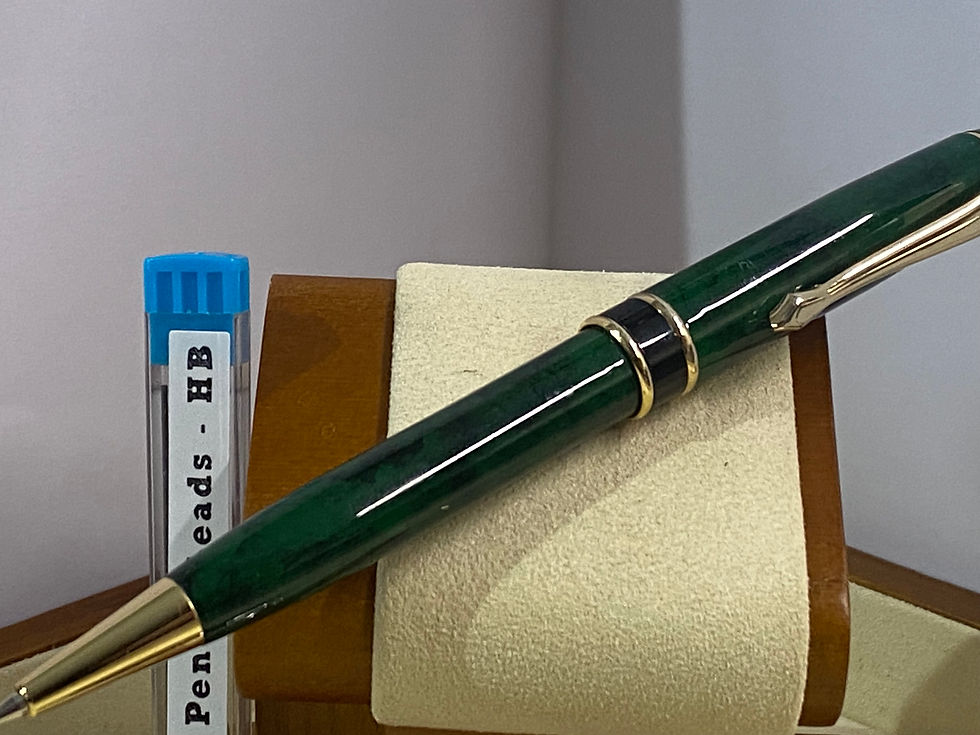 Thumbnail: Heavy Duty Propelling Pencil - Marbled Green and Gold Trim - Personalised