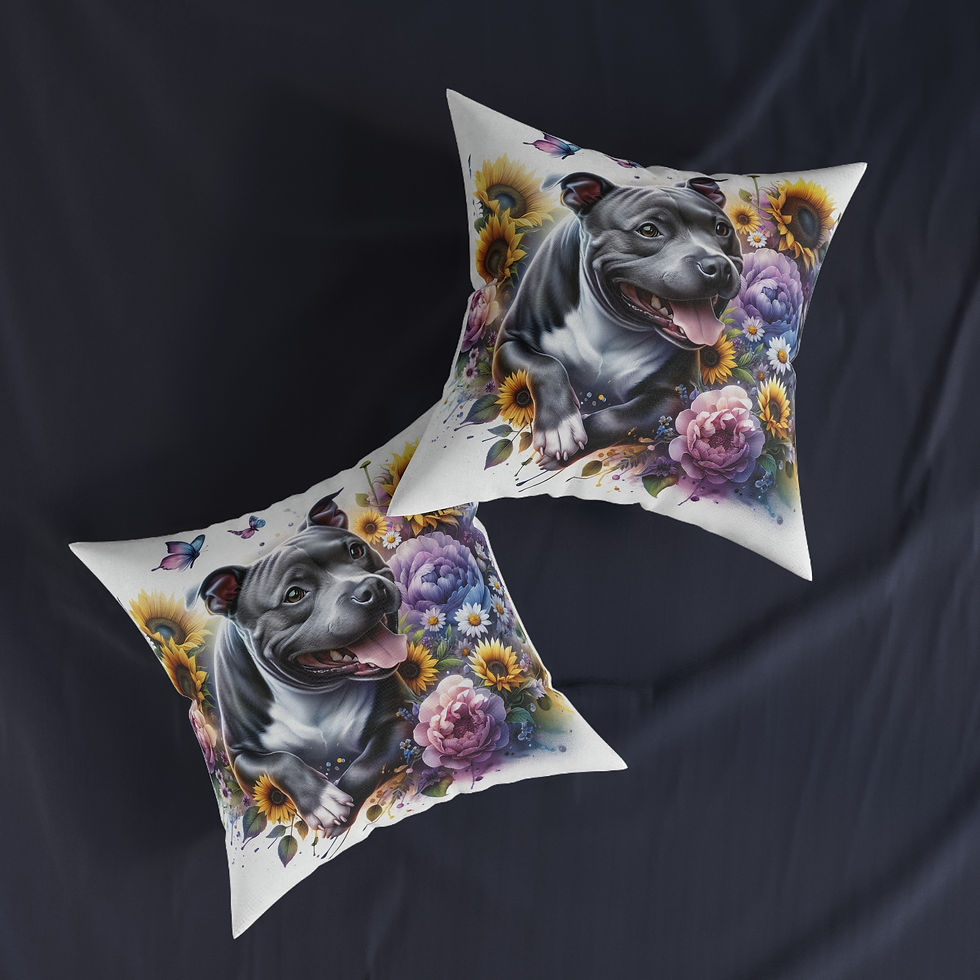 Thumbnail: Cushion - Staffordshire Bull Terrier (Floral)