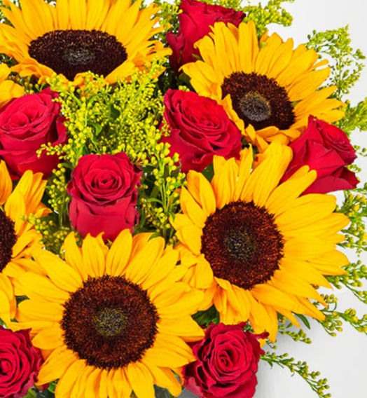 Juliet Sunflower and Roses Bouquet