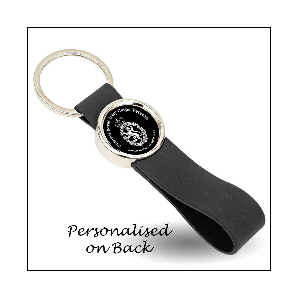 WRAC Veteran (B+W) - Silicone Loop / Chrome Key Ring