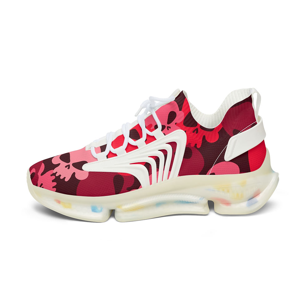 Thumbnail: Women's Mesh Sneakers - Cammo Skulls Pinks