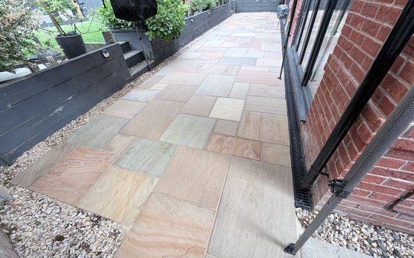 Large clean Indian sandstone patio