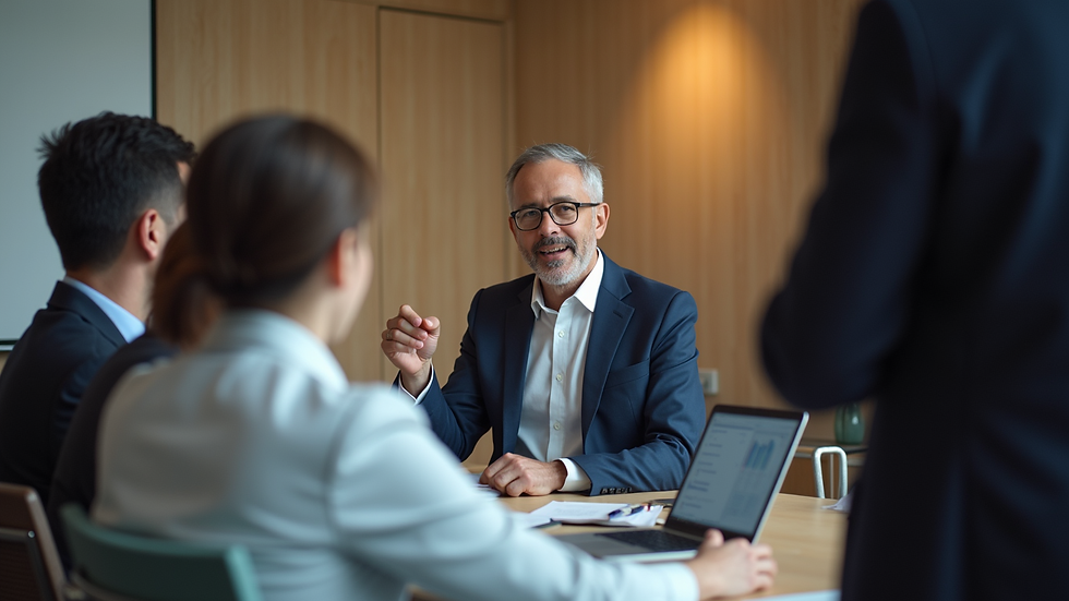 Close-up view of a sales trainer conducting a workshop with business professionals in Singapore