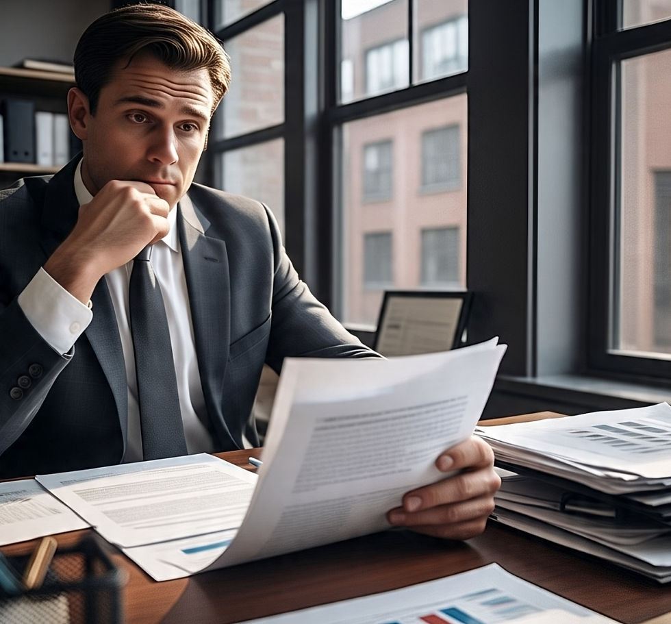 A business leader reading a M&A report