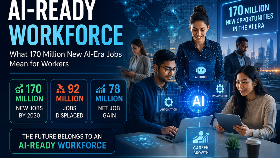 Learn what an AI-ready workforce means, why 170 million new AI-era jobs are emerging, and the essential skills workers and businesses need to thrive.