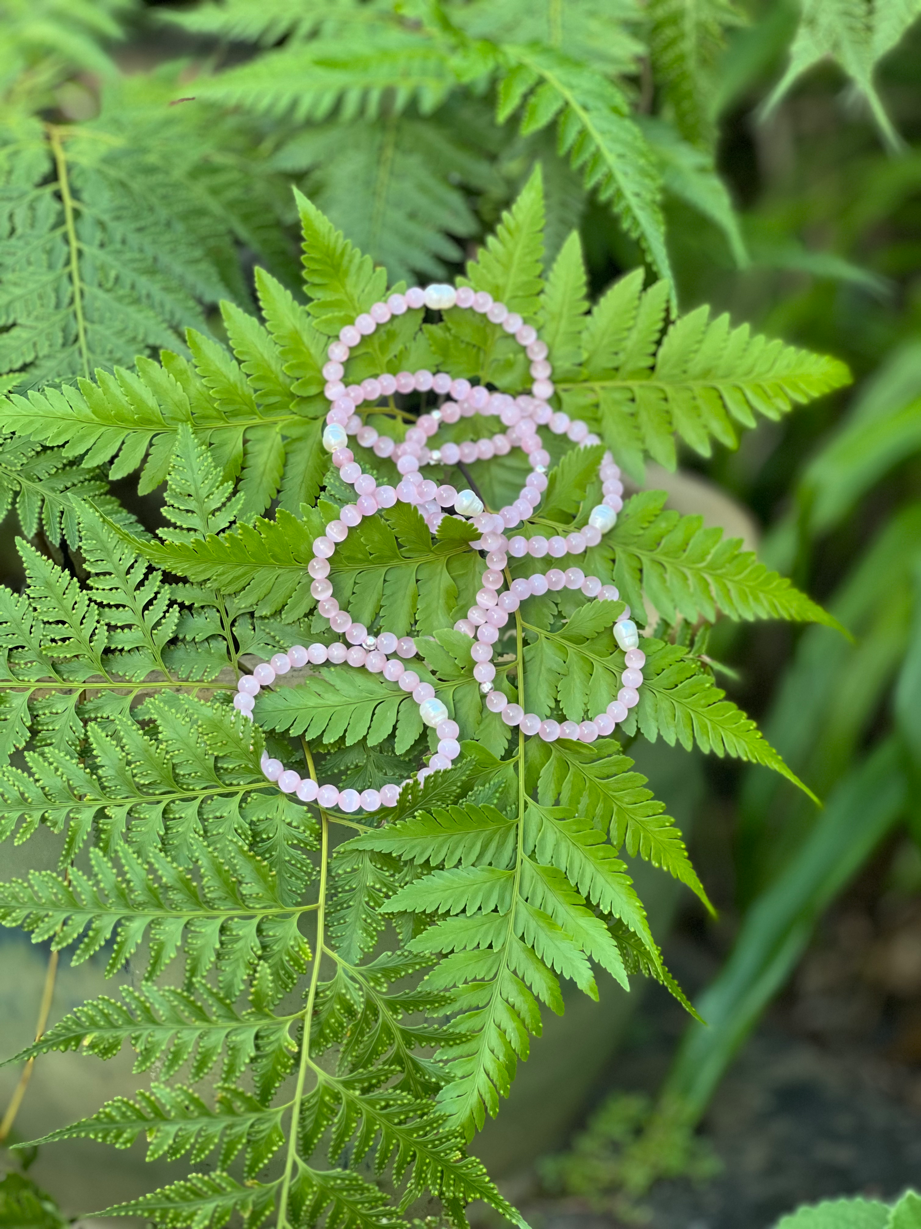 Pink Cats Eye and Freshwater Pearl Bracelet 