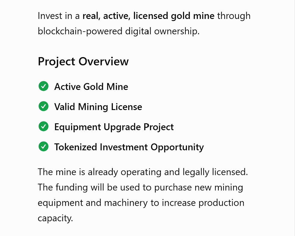 Gold Mine Tokenization